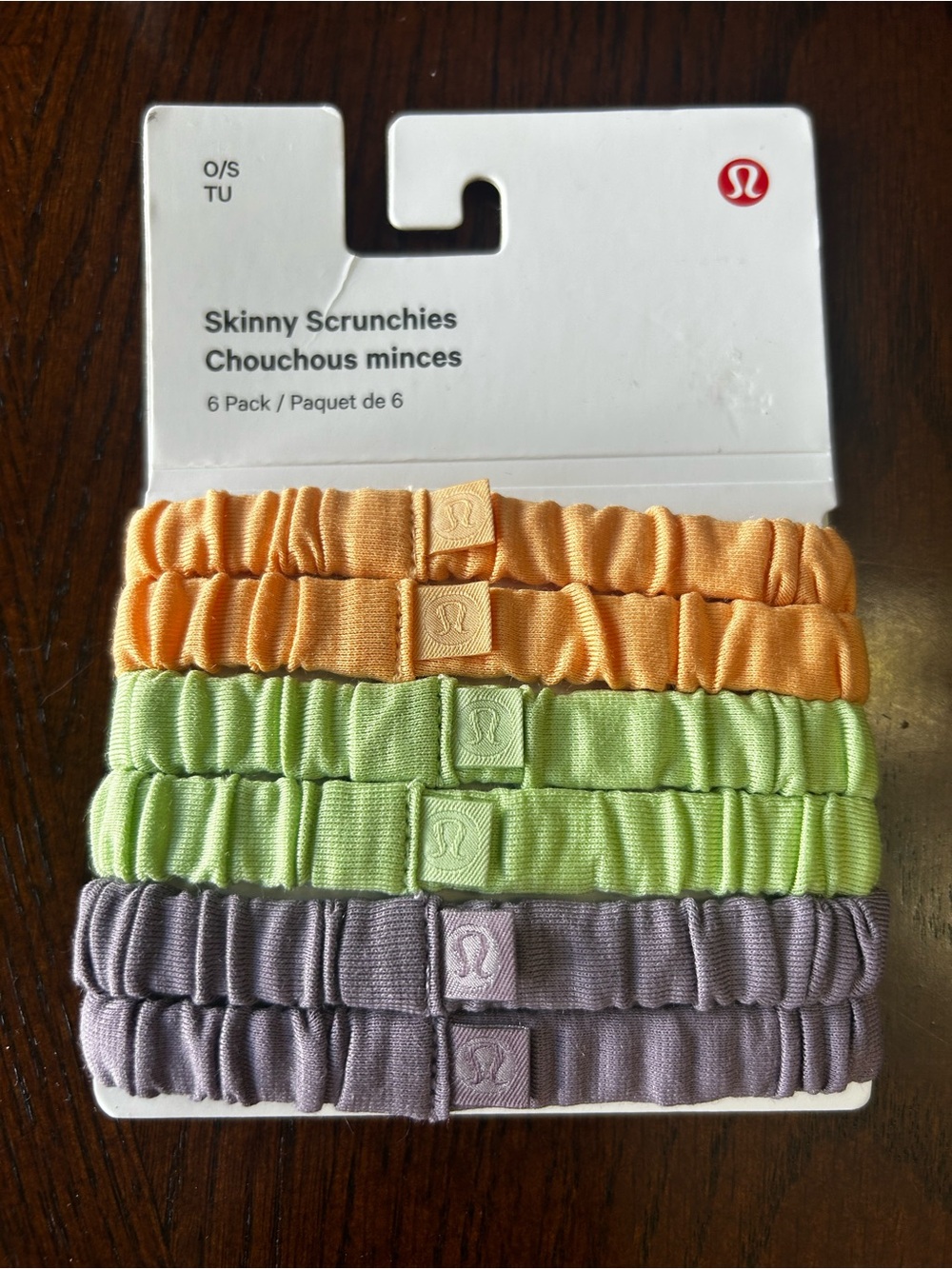 lululemon athletica Skinny Scrunchies 6-Pack — Orange, Lime & Lavender NWT